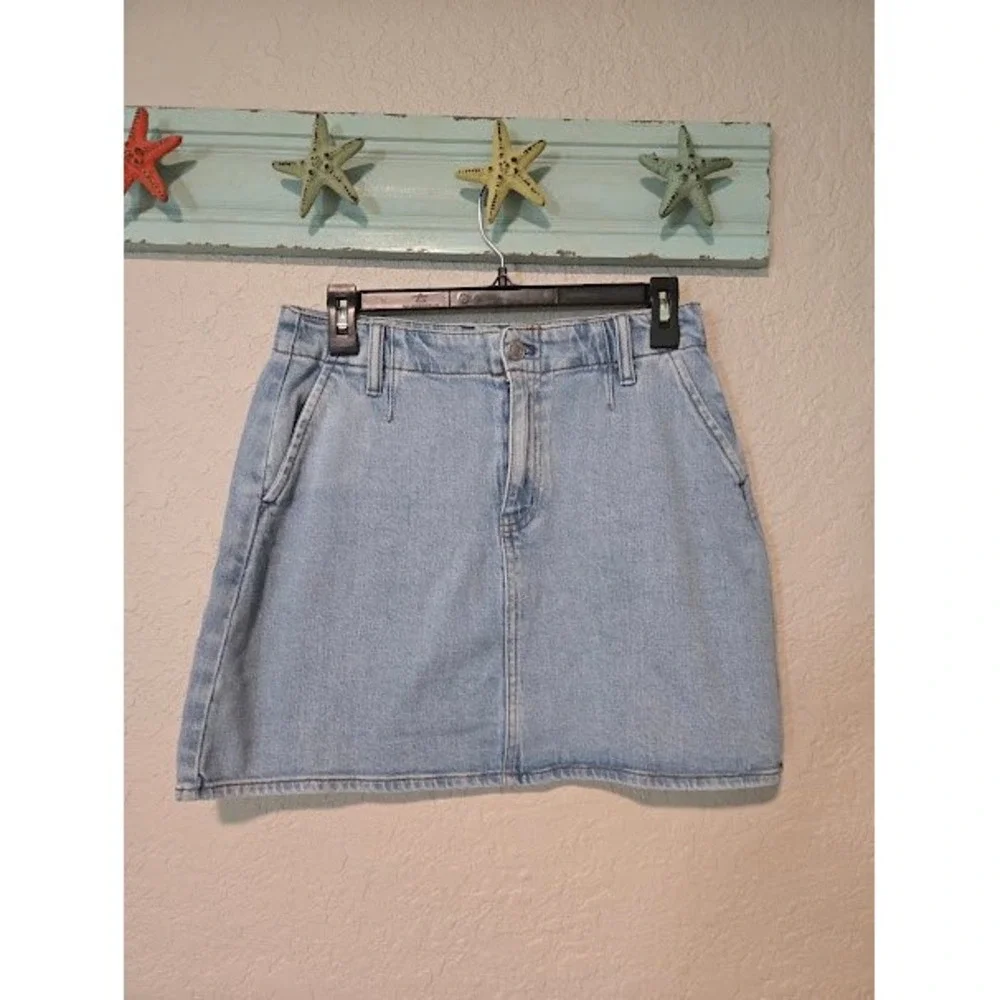Quince Light Wash Mini Denim Skirt